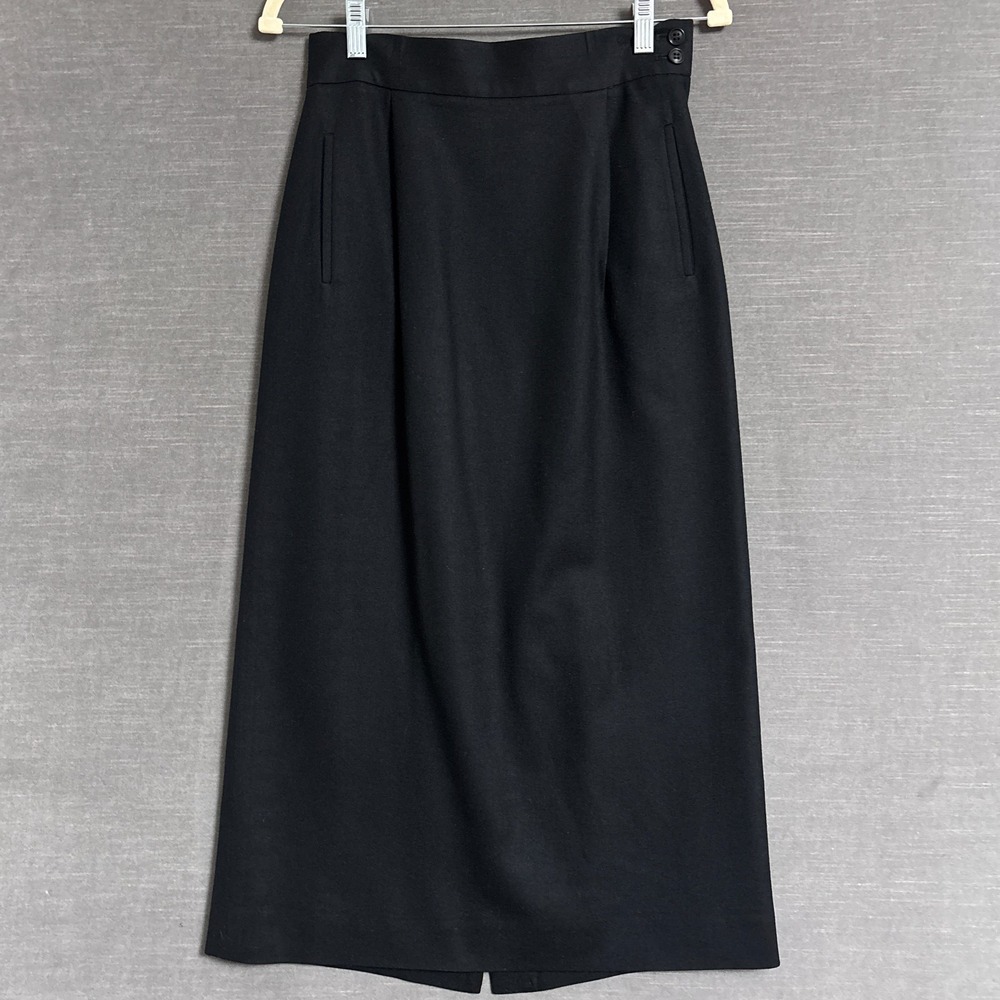Vintage Rothschild Skirt 8 Black Wool Maxi Pencil‎ Heavy Career Office Work 90s